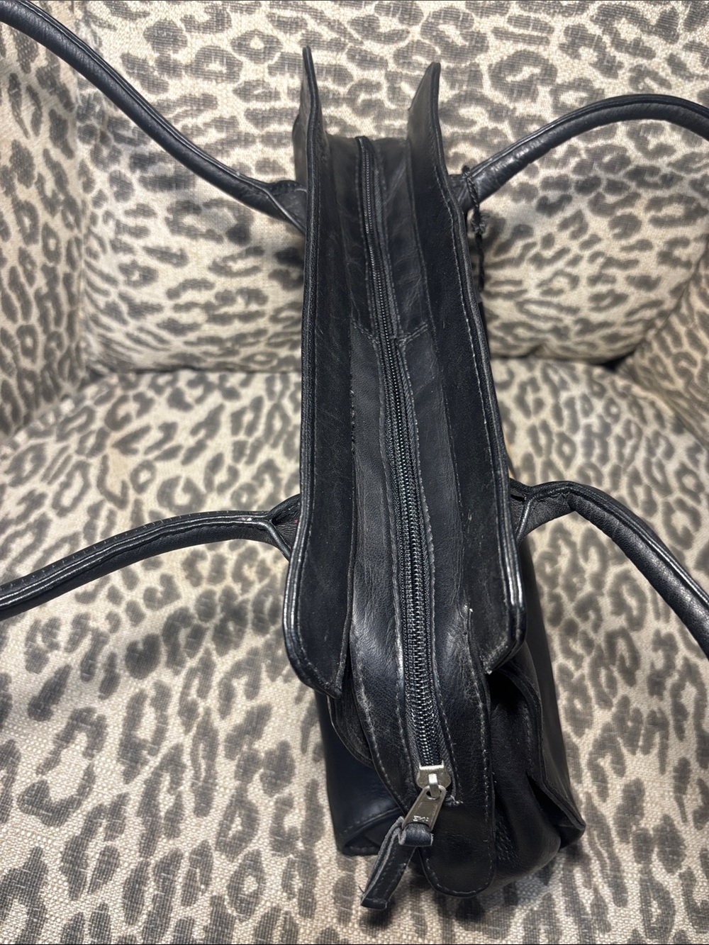 Latico vintage black soft leather striped shoulder bag classic medium purse - Picture 9 of 16